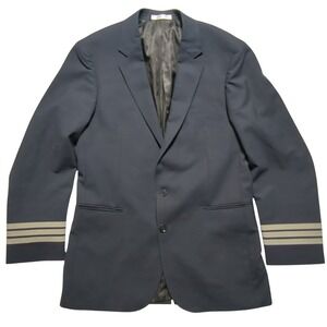 Murphy & Hartelius Men 42R Pilot Uniform Aviation Blue Blazer‎ Captains Stripes